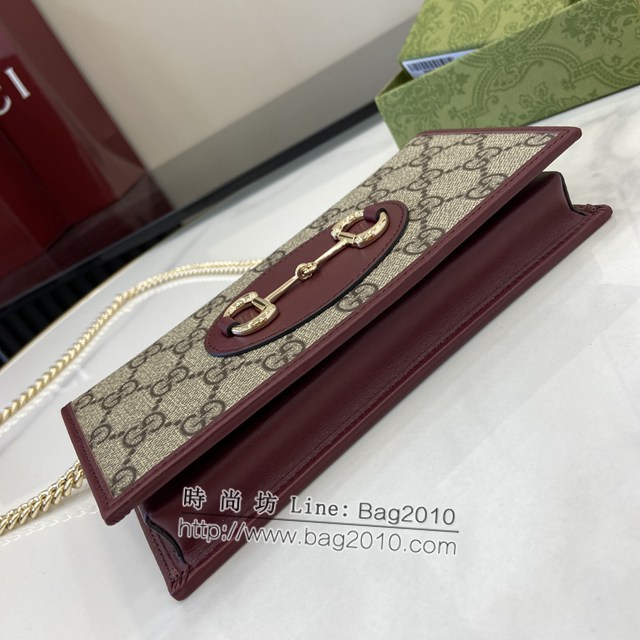 Gucci專櫃古馳最新款Horsebit女士1955系列鏈條錢包 jh1969型號：621892